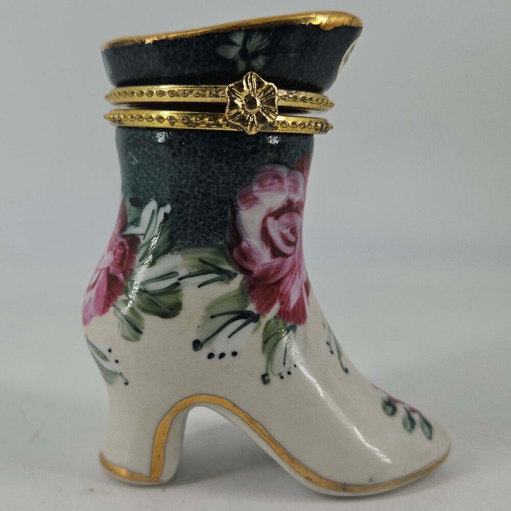 Formalities by Baum Bros Floral Ceramic Victorian boot Trinket Box